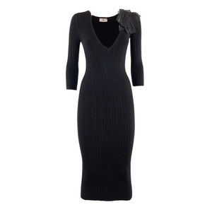 Elisabetta Franchi Knitted Dress With Deep V-Neck - NWT